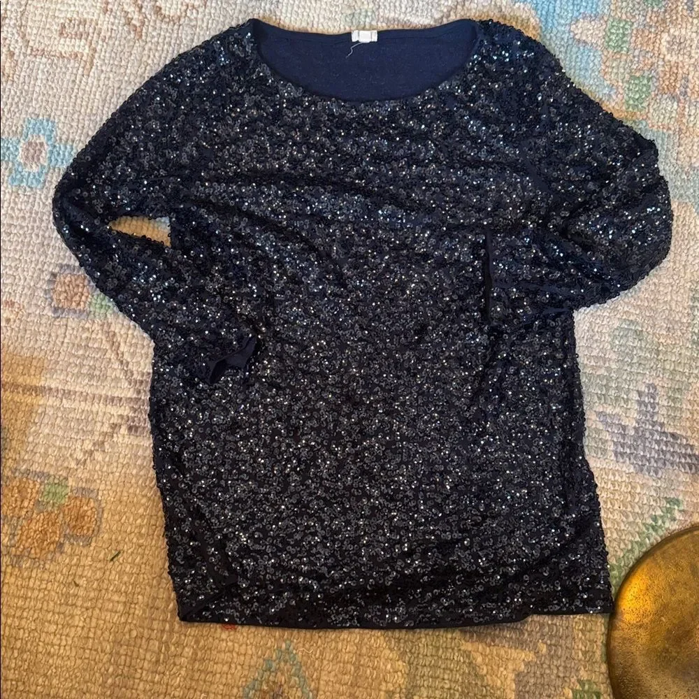 J. Crew Midnight Blue Sequin Top